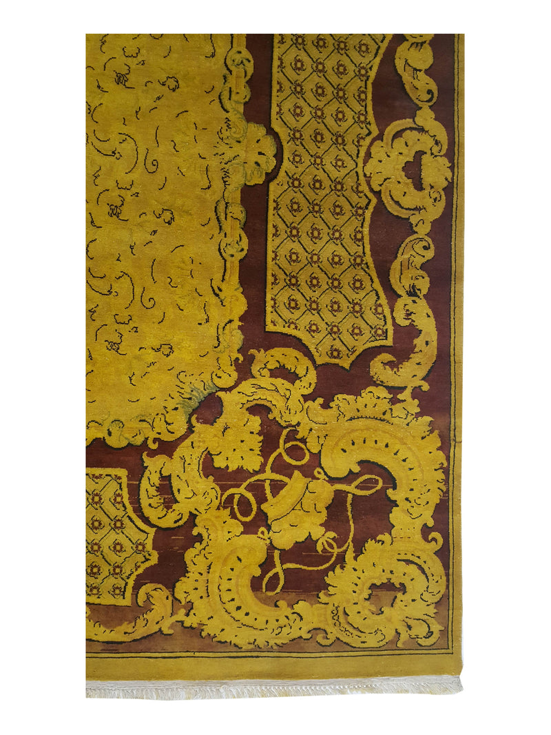 Pacific Classic 29378 Mustard Burgundy Transitional Hand Knotted Rug