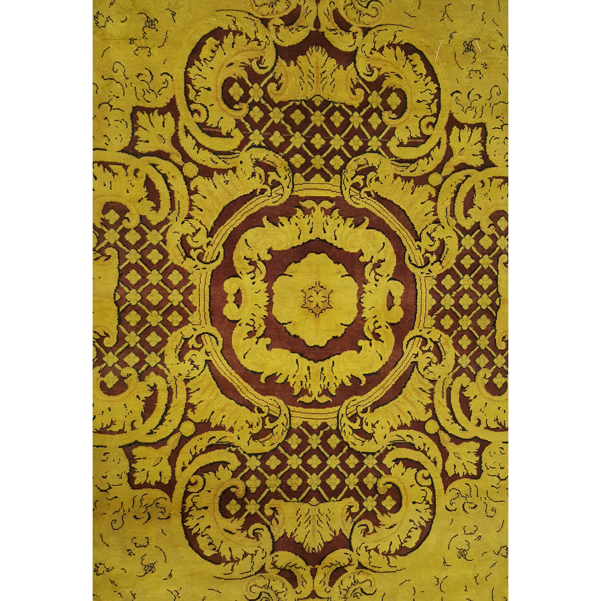 Pacific Classic 29378 Mustard Burgundy Transitional Hand Knotted Rug