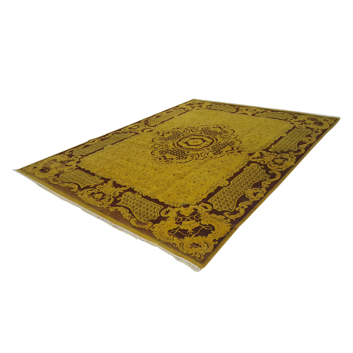 Pacific Classic 29378 Mustard Burgundy Transitional Hand Knotted Rug
