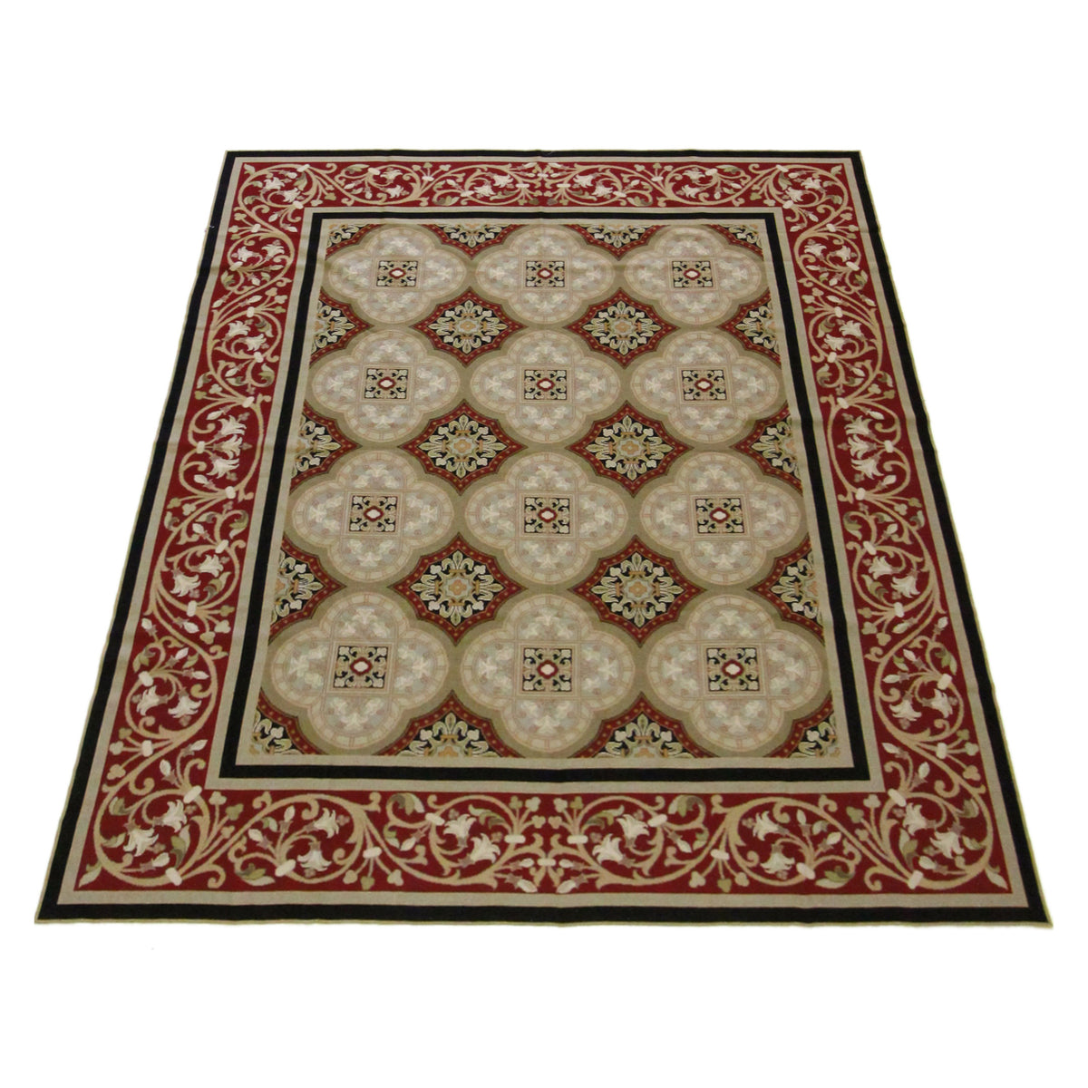Pacific Needle Point 29453 Beige Red Tapestry Needle Point Rug