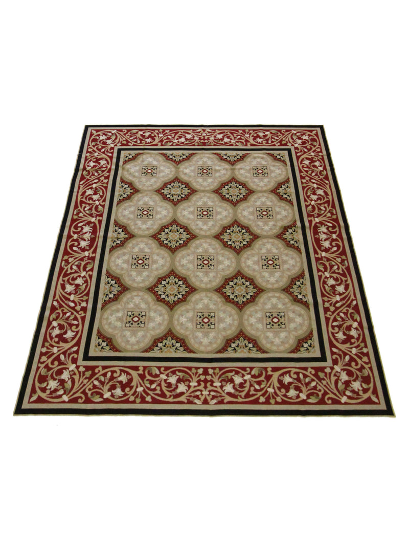 Pacific Needle Point 29453 Beige Red Tapestry Needle Point Rug