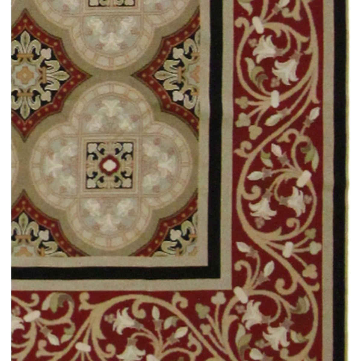 Pacific Needle Point 29453 Beige Red Tapestry Needle Point Rug