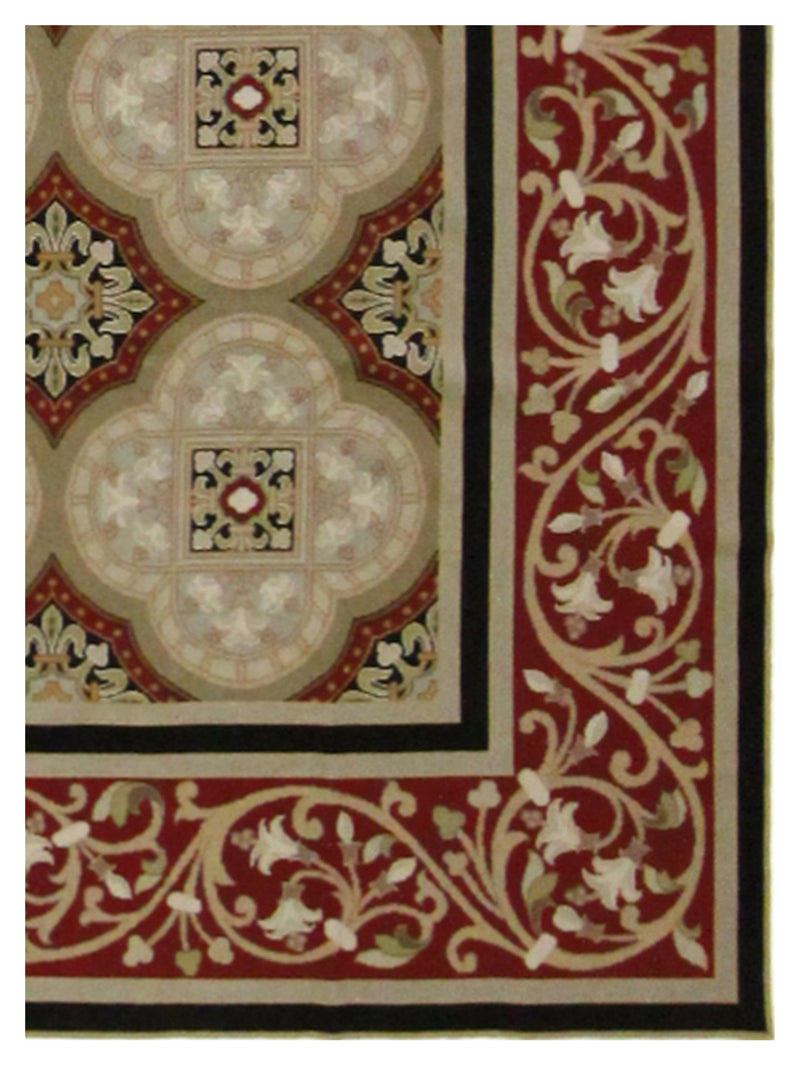 Pacific Needle Point 29453 Beige Red Tapestry Needle Point Rug