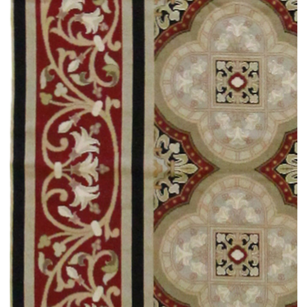 Pacific Needle Point 29453 Beige Red Tapestry Needle Point Rug
