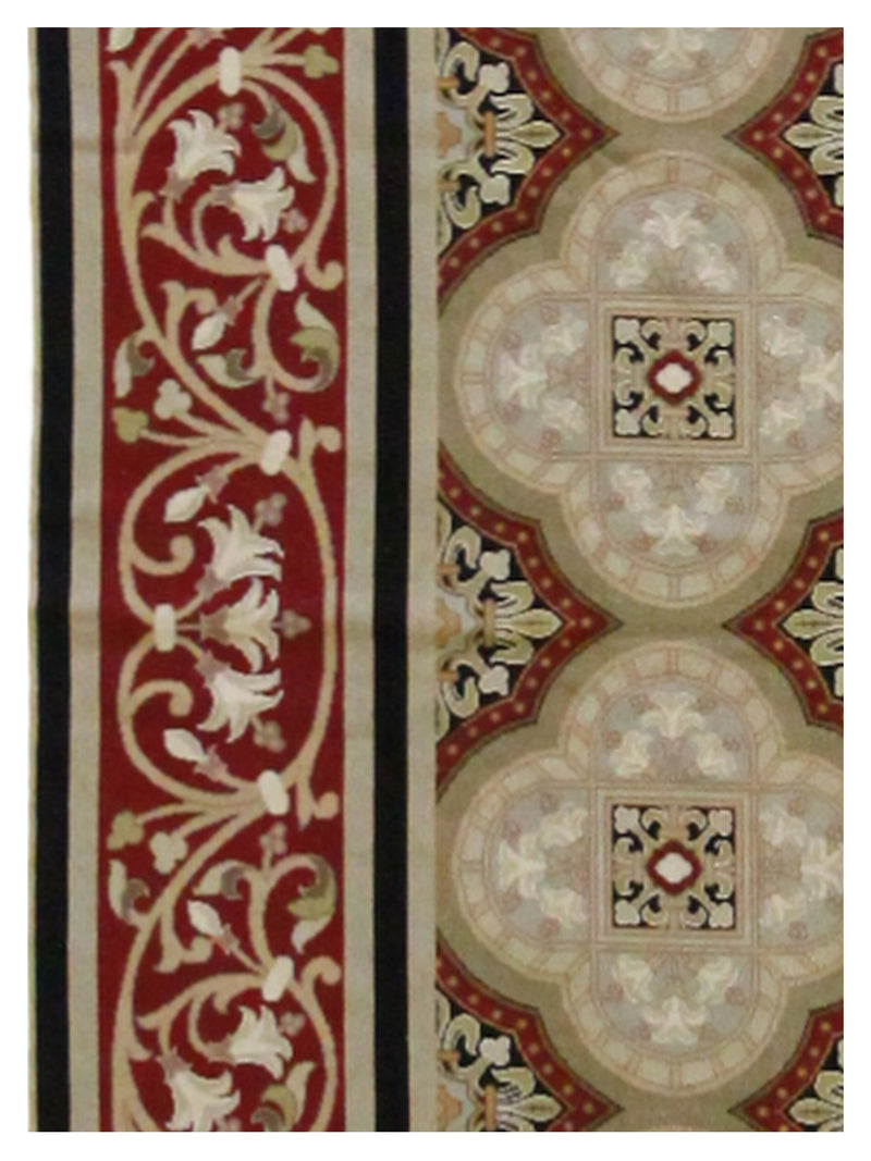 Pacific Needle Point 29453 Beige Red Tapestry Needle Point Rug