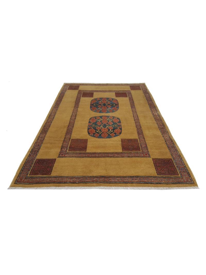 Pacific Khotan 29680 Gold Multi Transitional Hand Knotted Rug