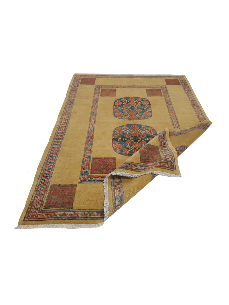 Pacific Khotan 29680 Gold Multi Transitional Hand Knotted Rug