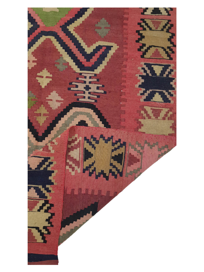 Aura Kilim 29849 Pink Green Kilim Hand Woven Rug