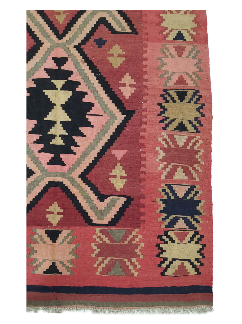 Aura Kilim 29849 Pink Green Kilim Hand Woven Rug