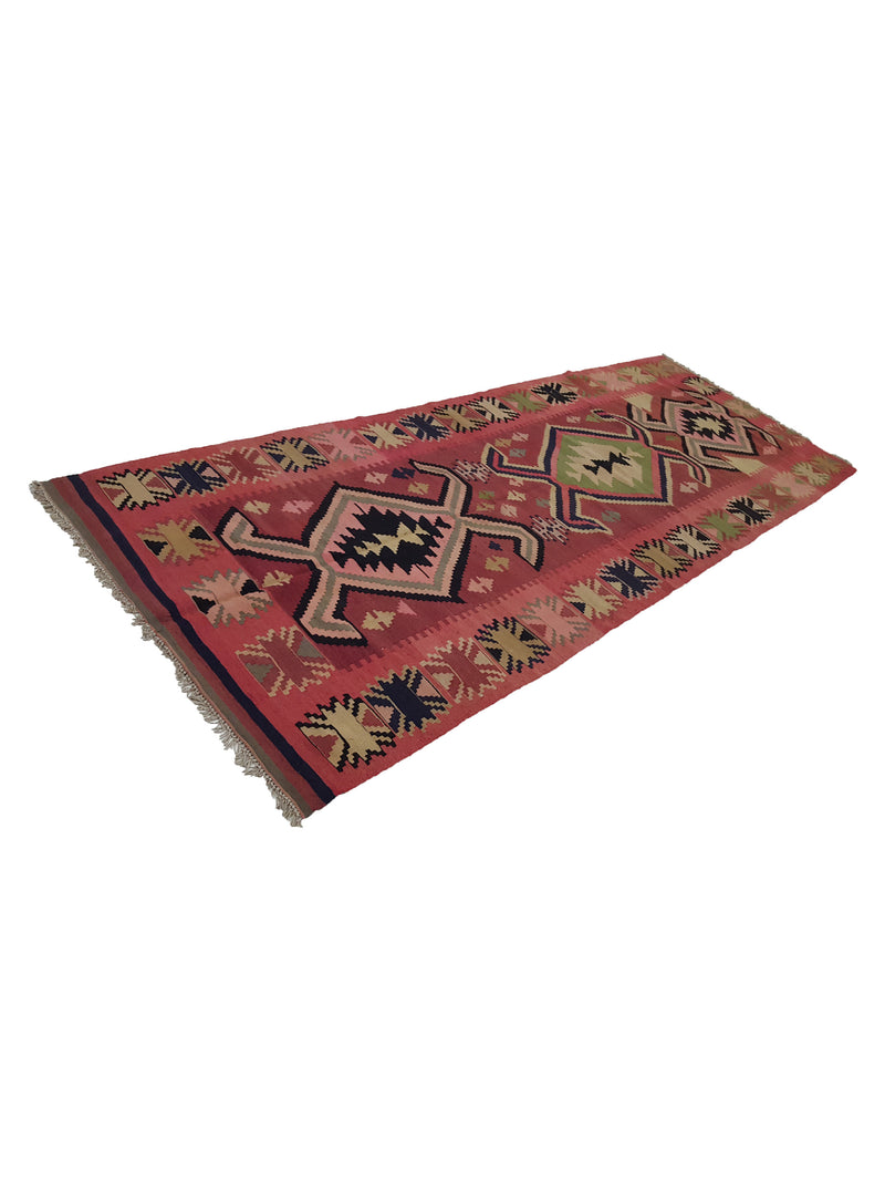 Aura Kilim 29849 Pink Green Kilim Hand Woven Rug