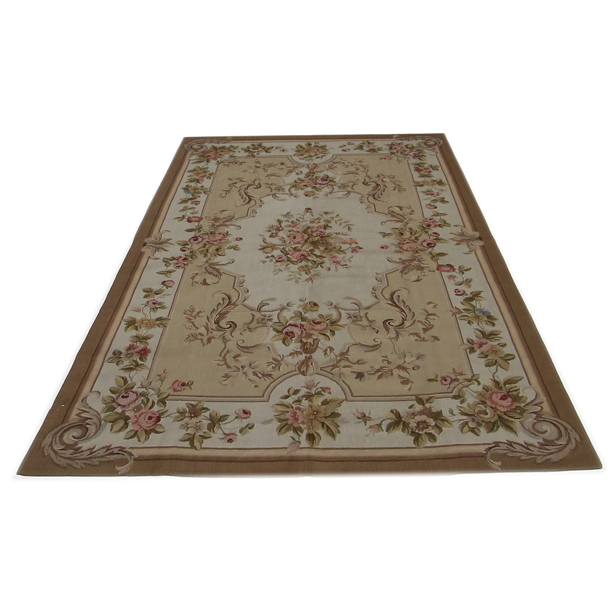Pacific Needle Point 29854 Beige Brown Tapestry Needle Point Rug