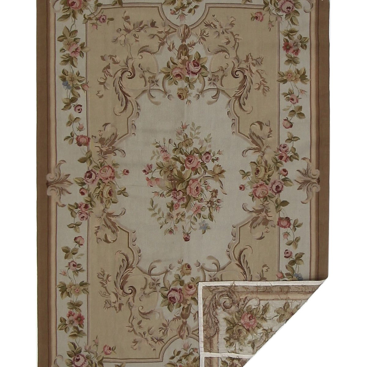Pacific Needle Point 29854 Beige Brown Tapestry Needle Point Rug