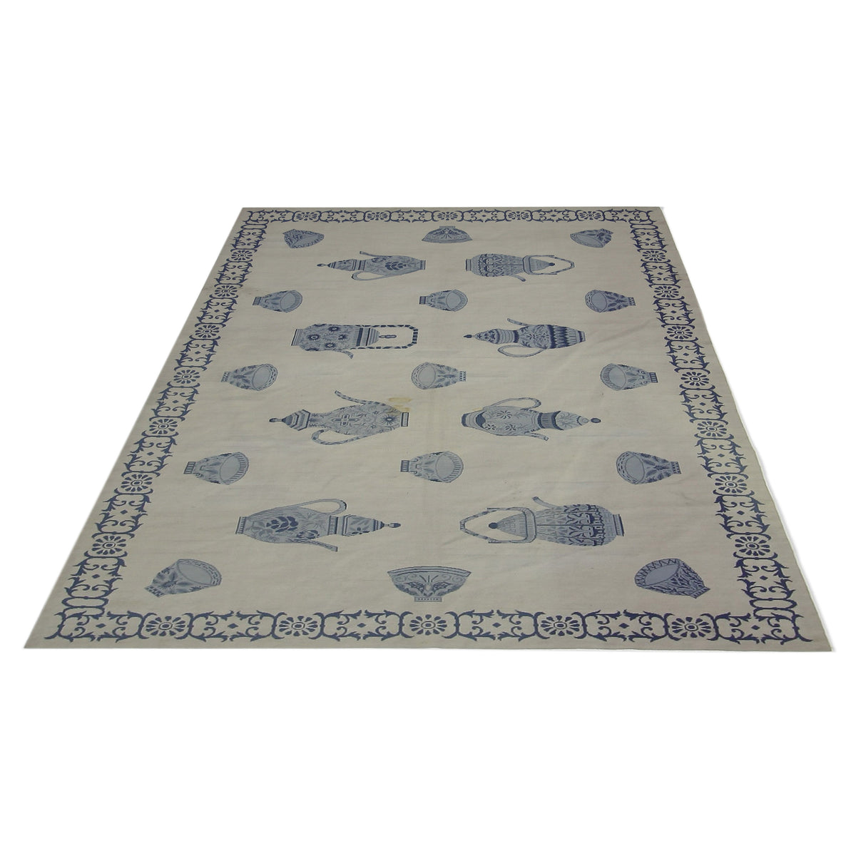 Pacific Needle Point 29863 Ivory Blue Tapestry Needle Point Rug