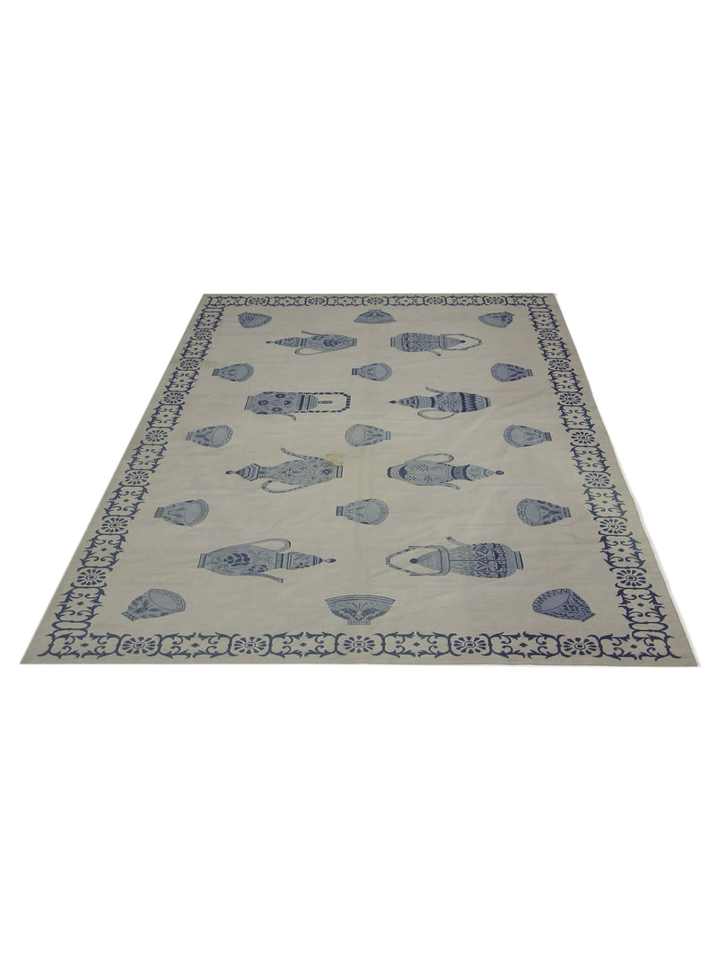 Pacific Needle Point 29863 Ivory Blue Tapestry Needle Point Rug