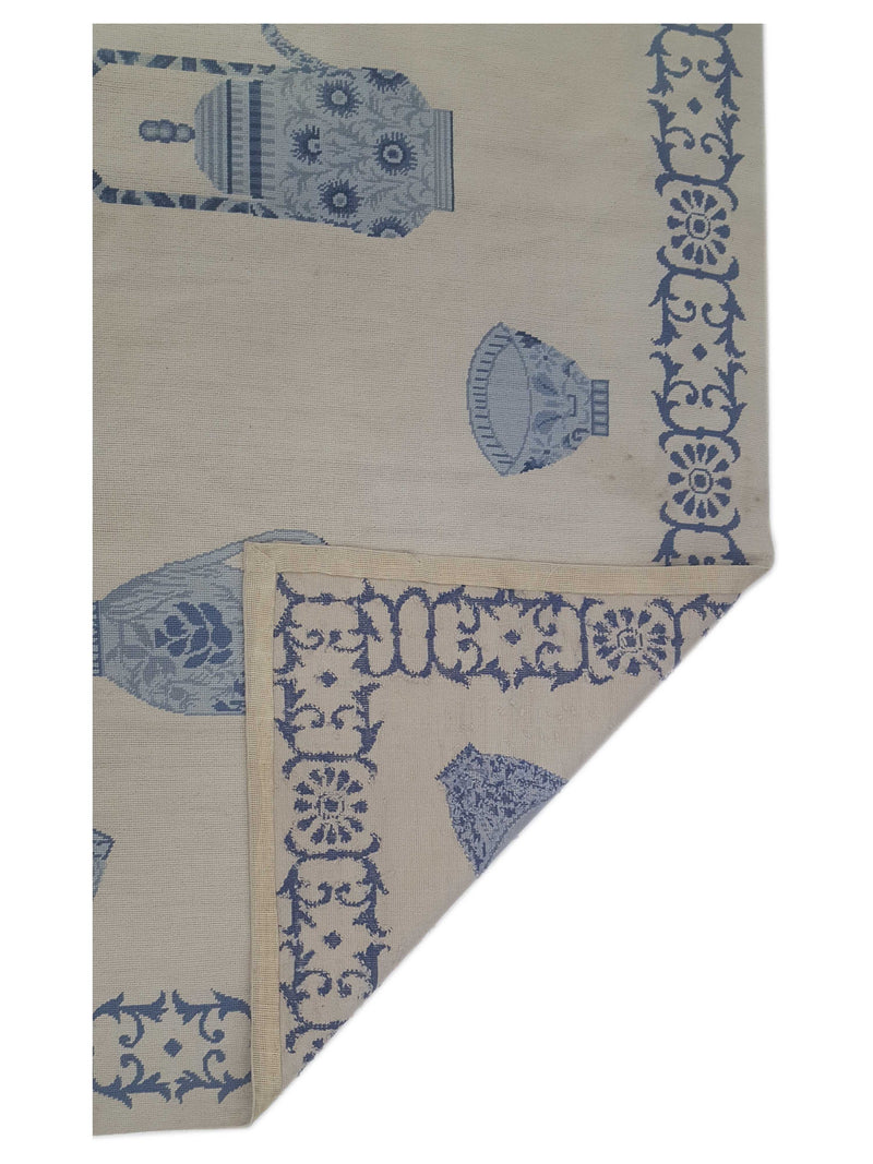 Pacific Needle Point 29863 Ivory Blue Tapestry Needle Point Rug