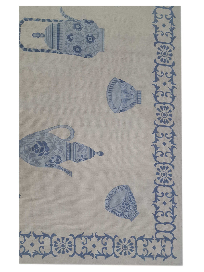 Pacific Needle Point 29863 Ivory Blue Tapestry Needle Point Rug