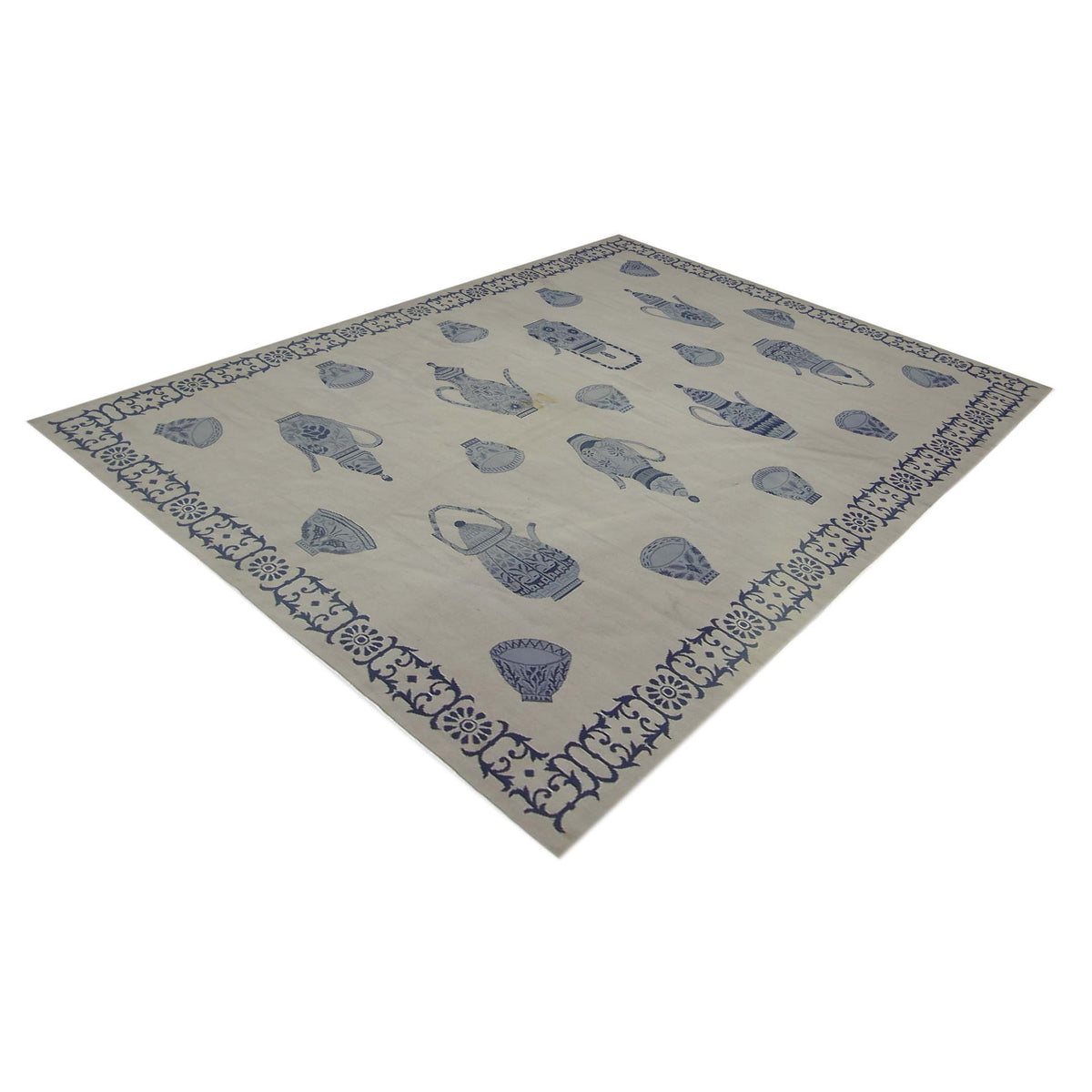 Pacific Needle Point 29863 Ivory Blue Tapestry Needle Point Rug