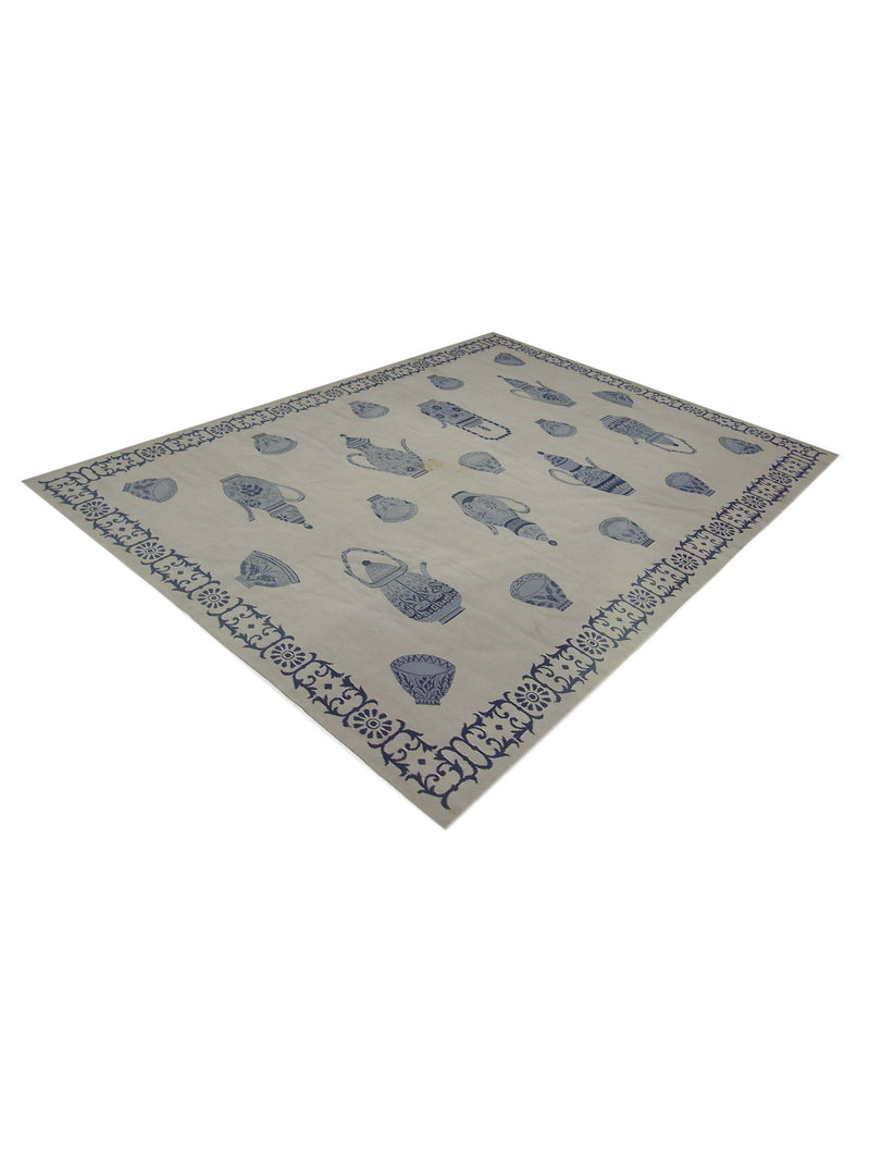 Pacific Needle Point 29863 Ivory Blue Tapestry Needle Point Rug