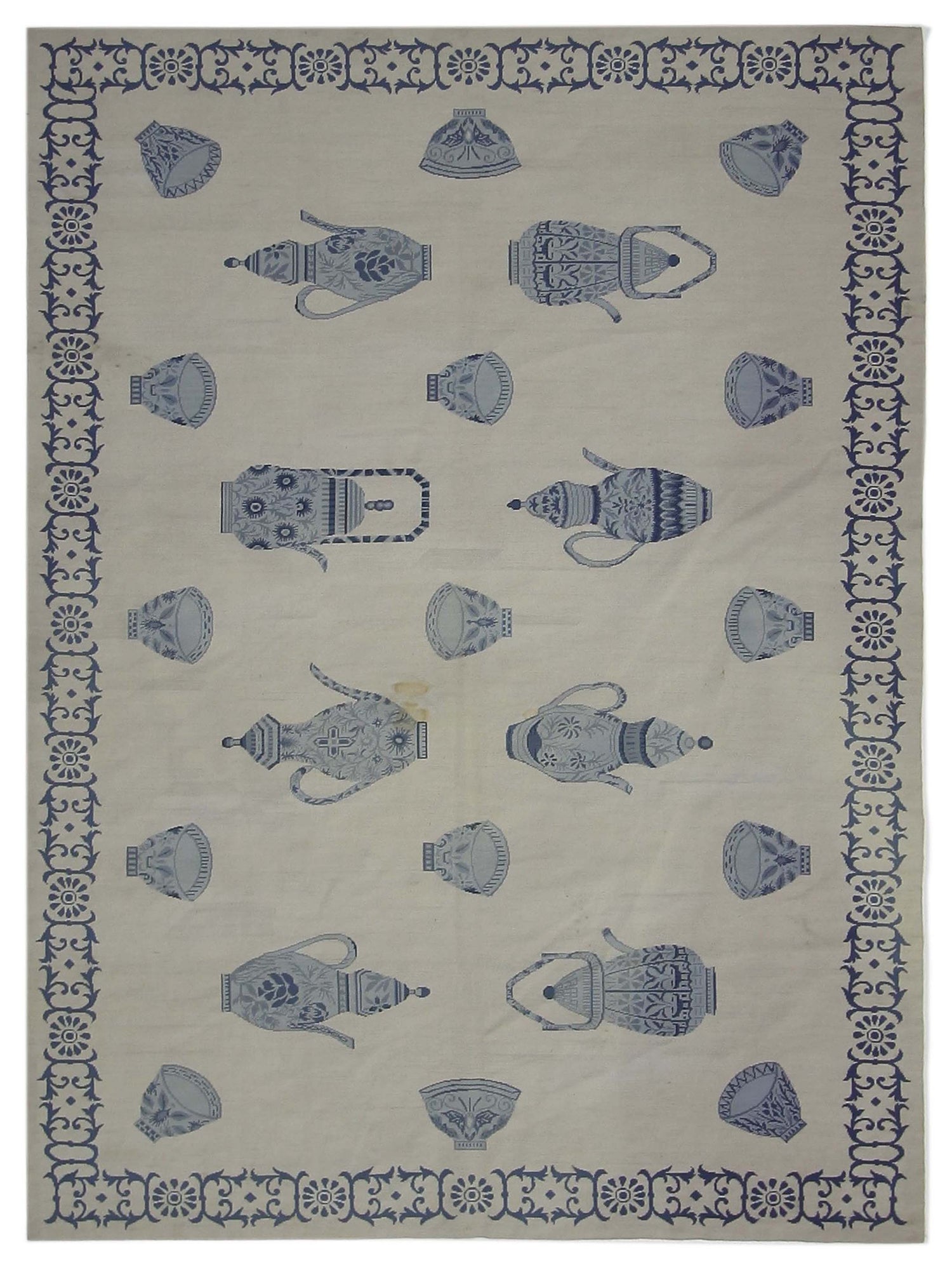 Pacific Needle Point  Ivory Blue Tapestry