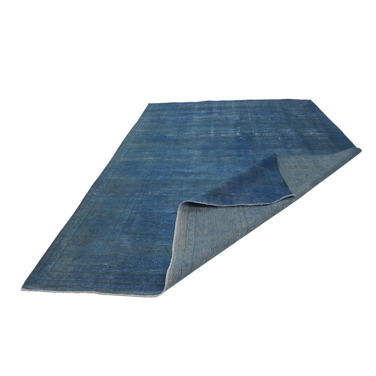 Pacific Vintage Overdyed 29889 Blue Blue Vintage Hand Knotted Rug