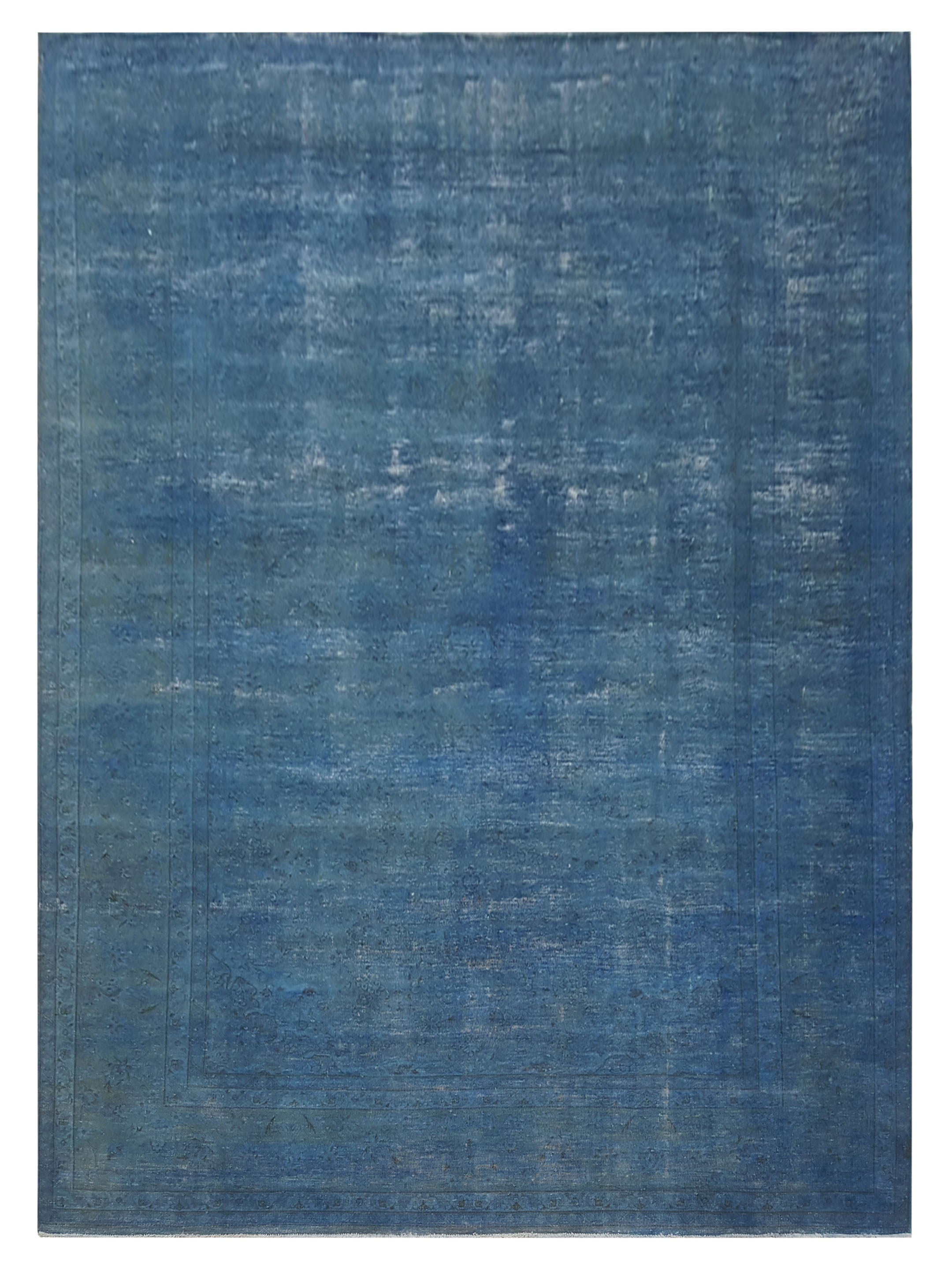 Pacific Vintage Overdyed 29889 Blue Blue Vintage Hand Knotted Rug ...