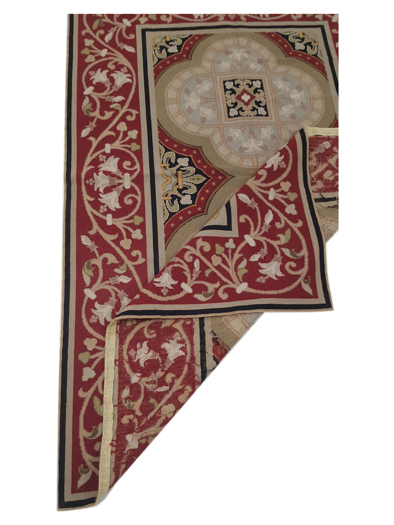 Pacific Needle Point 29922 Green Red Tapestry Needle Point Rug