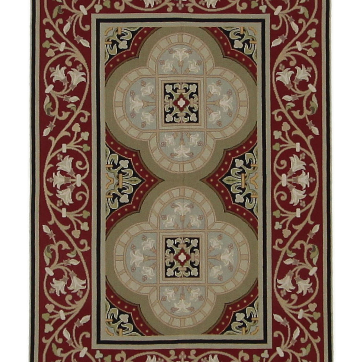 Pacific Needle Point  Green Red Tapestry