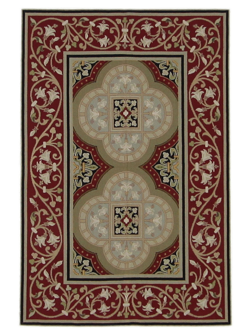 Pacific Needle Point  Green Red Tapestry