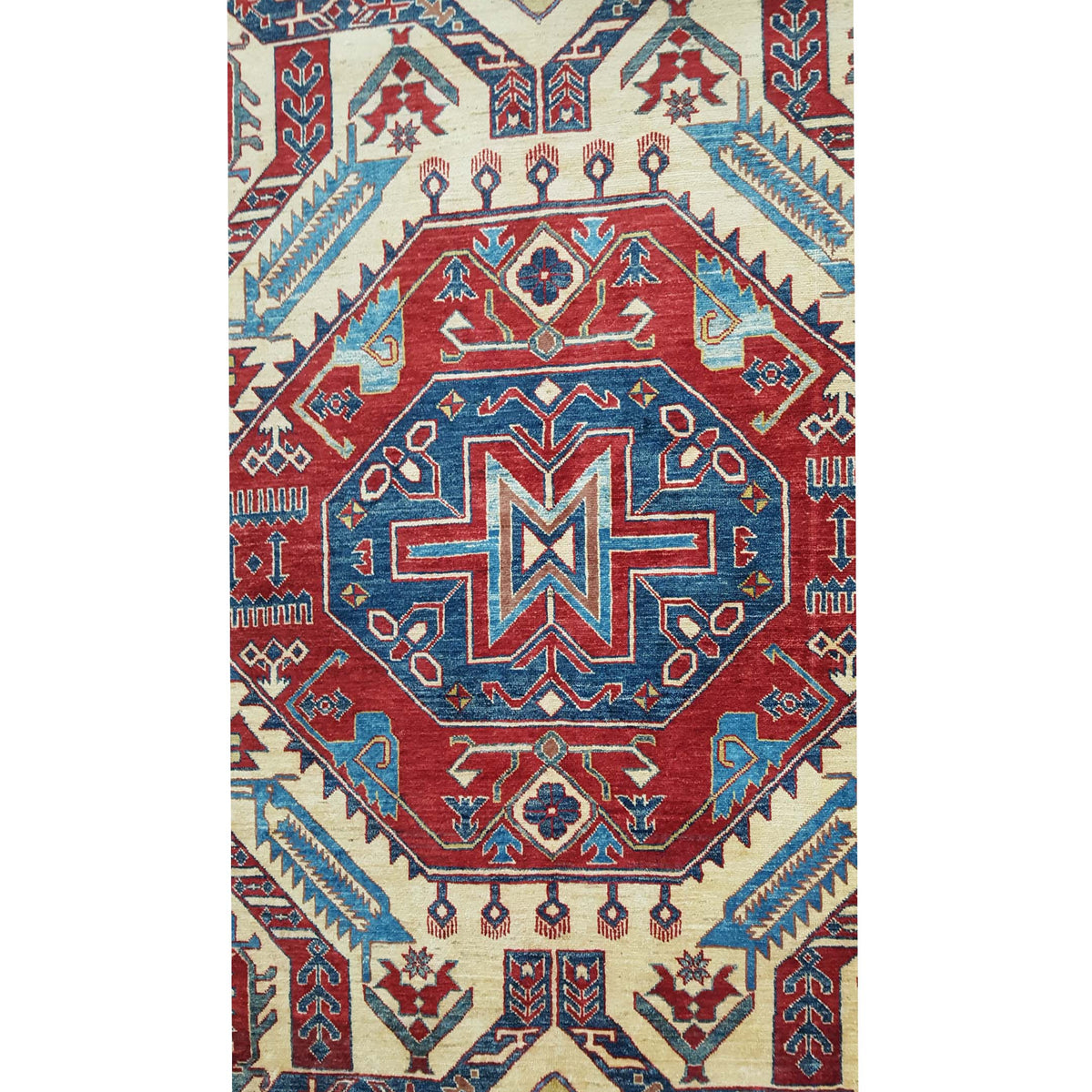Pacific Kazak Artisan 29959 Burgundy Khaki Traditional Hand Knotted Rug