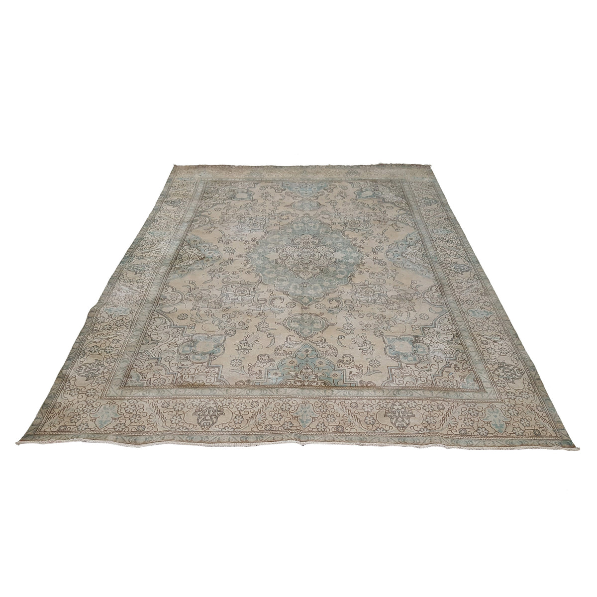 Pacific Vintage 30423 Ivory Teal Vintage Hand Knotted Rug