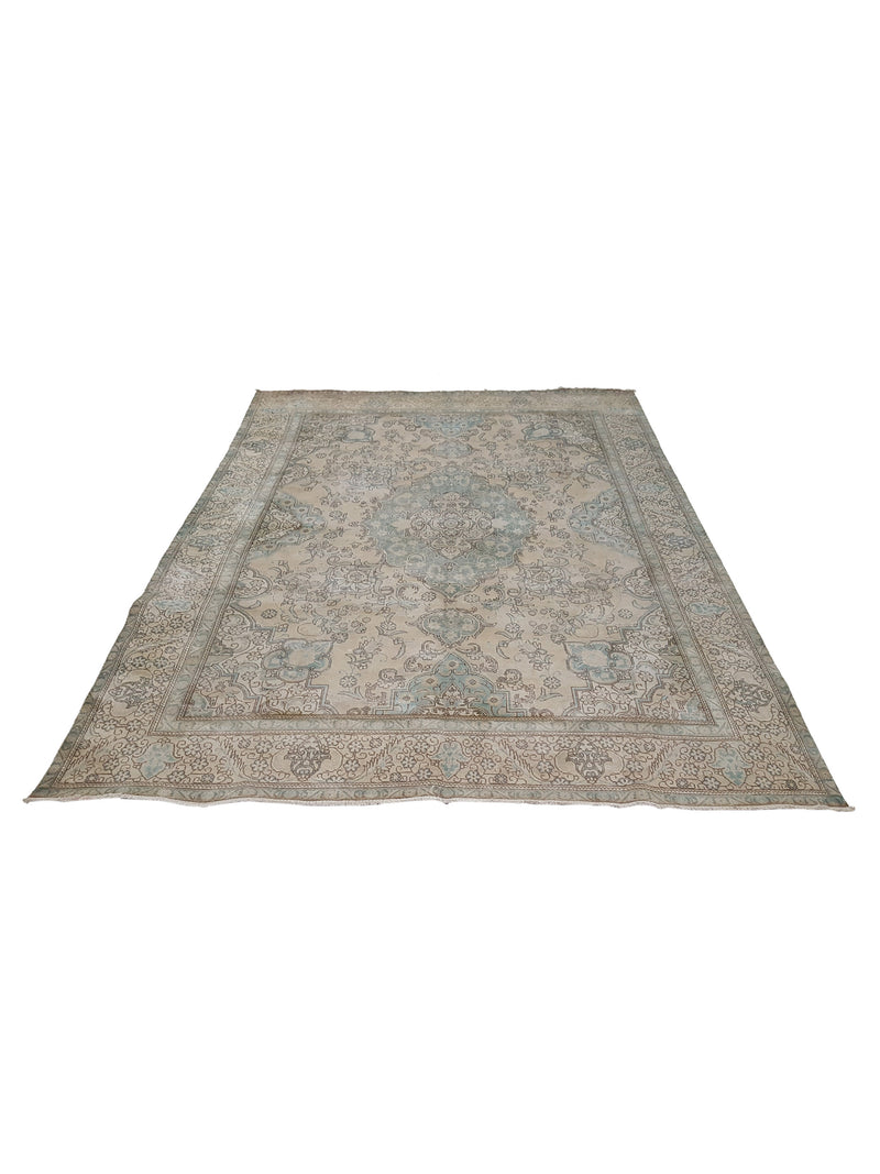 Pacific Vintage 30423 Ivory Teal Vintage Hand Knotted Rug