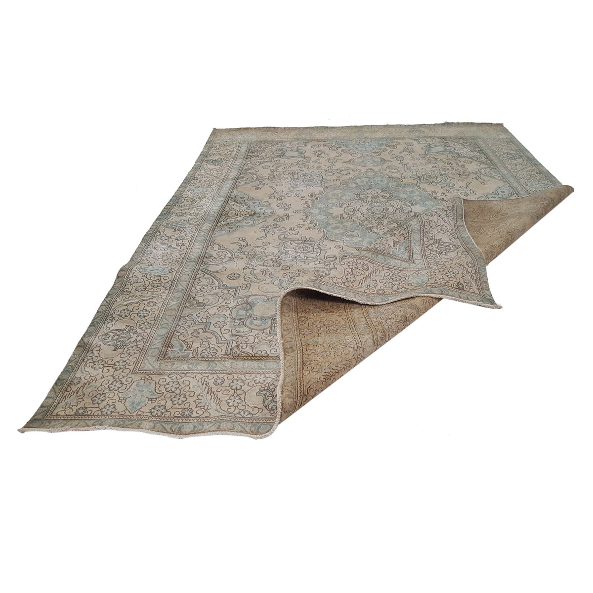 Pacific Vintage 30423 Ivory Teal Vintage Hand Knotted Rug