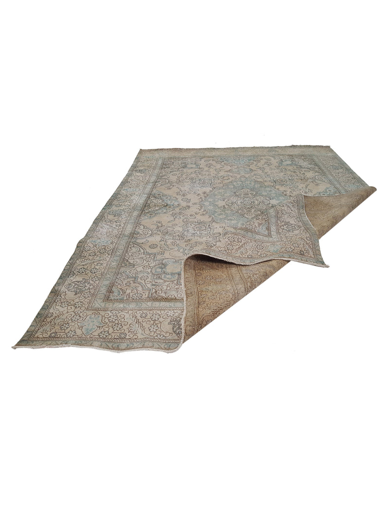 Pacific Vintage 30423 Ivory Teal Vintage Hand Knotted Rug