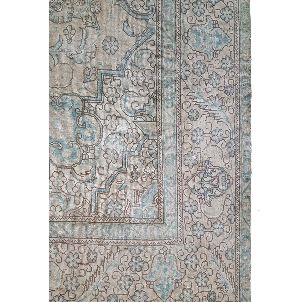 Pacific Vintage 30423 Ivory Teal Vintage Hand Knotted Rug