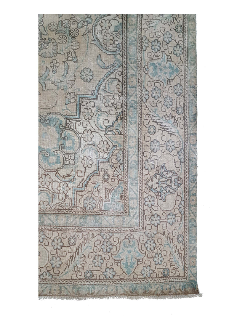 Pacific Vintage 30423 Ivory Teal Vintage Hand Knotted Rug