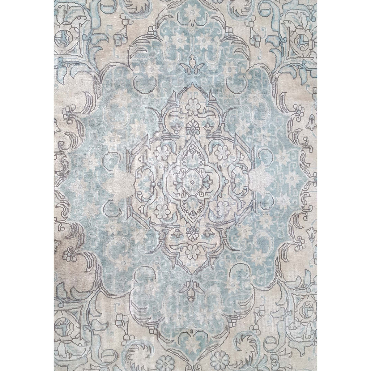 Pacific Vintage 30423 Ivory Teal Vintage Hand Knotted Rug