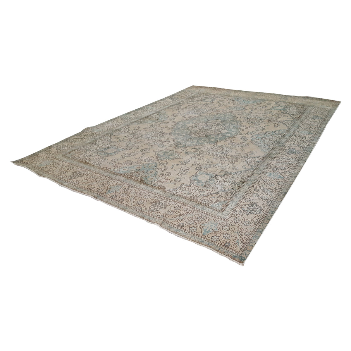 Pacific Vintage 30423 Ivory Teal Vintage Hand Knotted Rug
