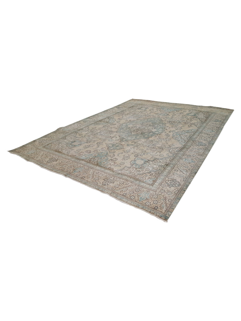 Pacific Vintage 30423 Ivory Teal Vintage Hand Knotted Rug