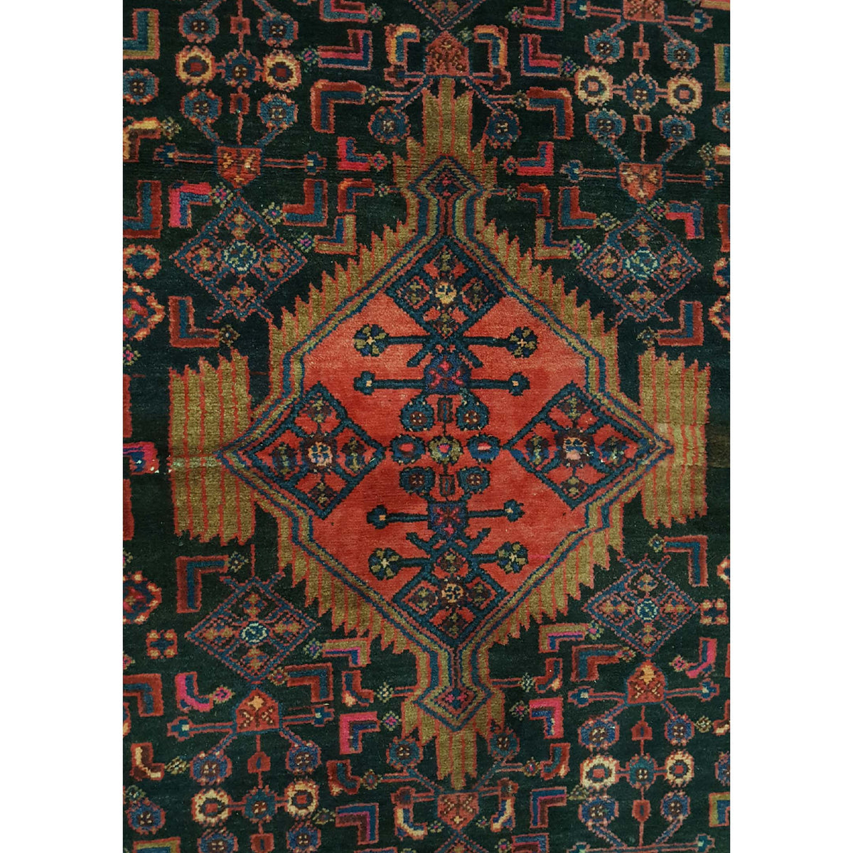 Fasa Persian 30877 Orange Navy Traditional Semi Antique Rug