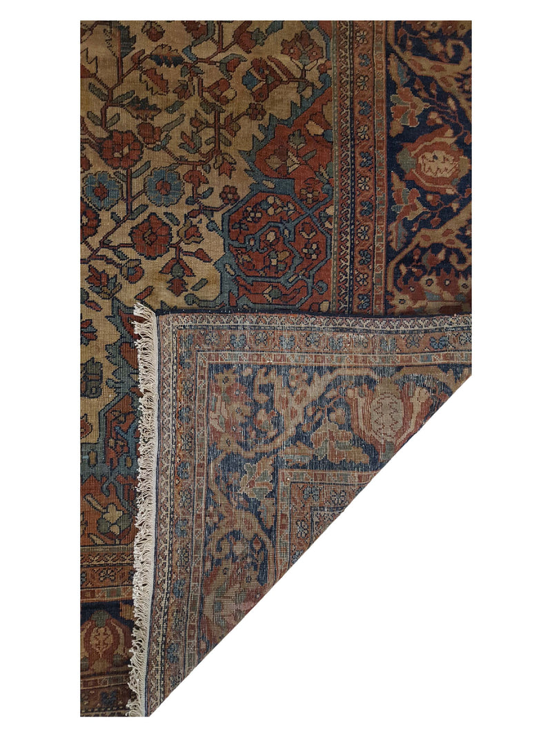 Fasa Antique Sarouk Farahan 31327 Ivory Brown Traditional Antique Rug