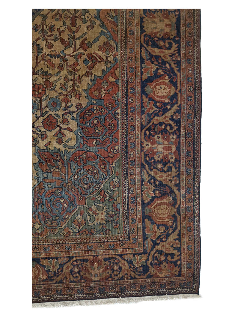 Fasa Antique Sarouk Farahan 31327 Ivory Brown Traditional Antique Rug