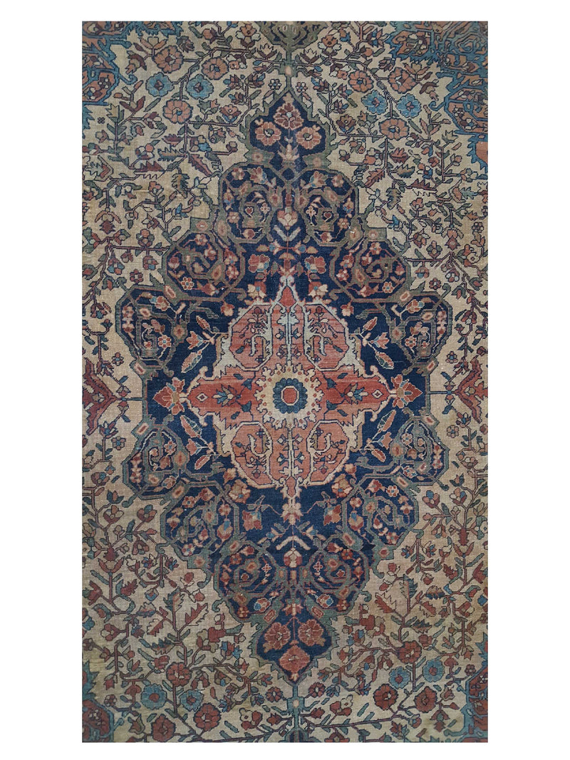 Fasa Antique Sarouk Farahan 31327 Ivory Brown Traditional Antique Rug