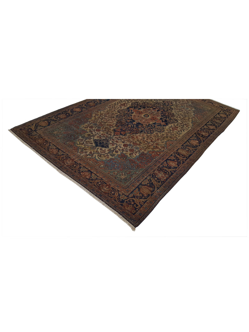 Fasa Antique Sarouk Farahan 31327 Ivory Brown Traditional Antique Rug