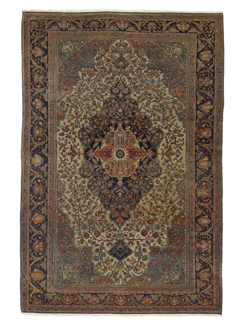 Fasa Antique Sarouk Farahan  Ivory Brown Traditional