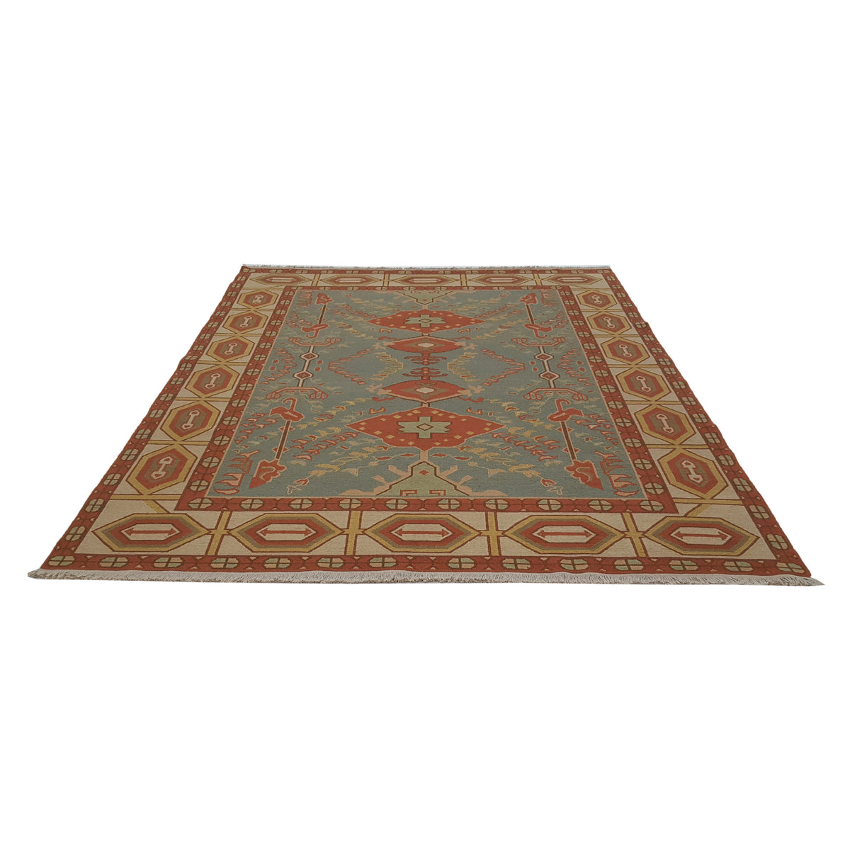 Pacific Summak-Ch 32216 Aqua Ivory Traditional Hand Knotted Rug