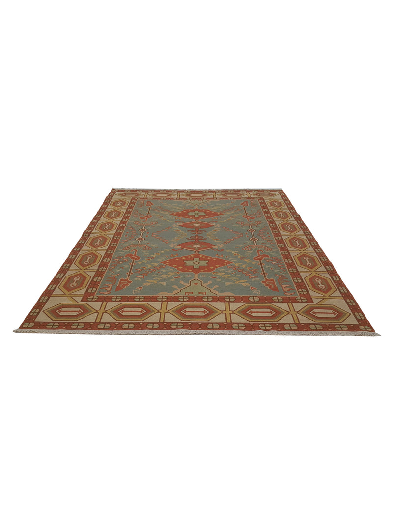 Pacific Summak-Ch 32216 Aqua Ivory Traditional Hand Knotted Rug