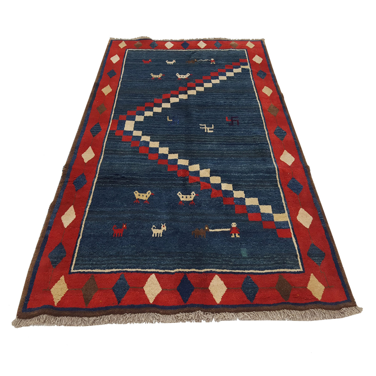 Pacific Gabbeh 32242 Blue Red Transitional Hand Knotted Rug