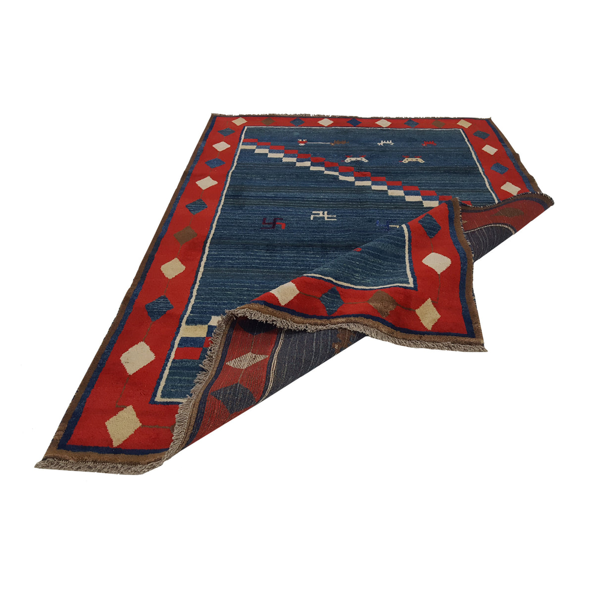 Pacific Gabbeh 32242 Blue Red Transitional Hand Knotted Rug