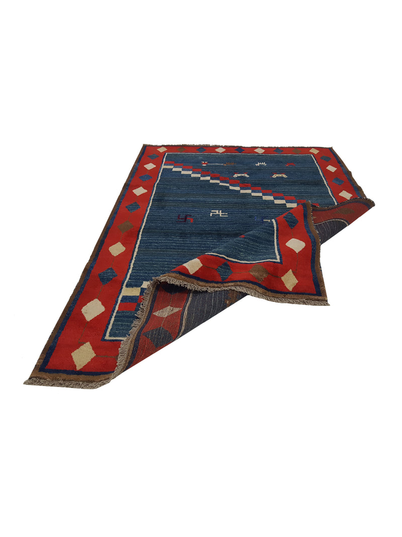 Pacific Gabbeh 32242 Blue Red Transitional Hand Knotted Rug