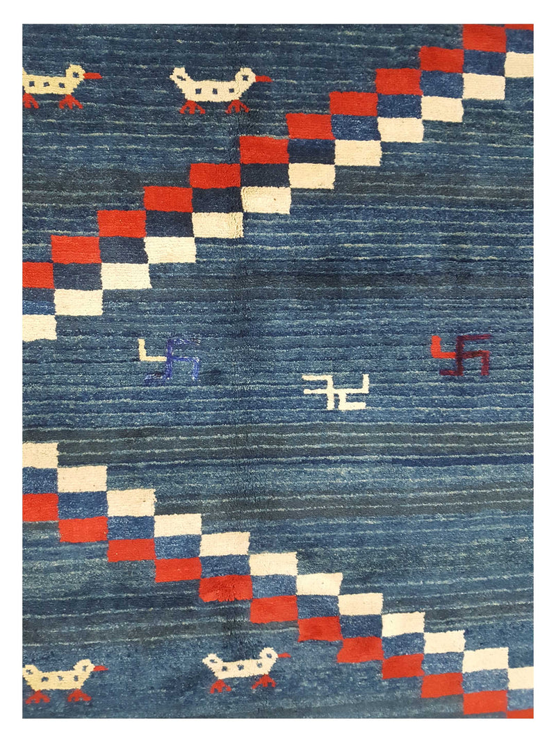 Pacific Gabbeh 32242 Blue Red Transitional Hand Knotted Rug